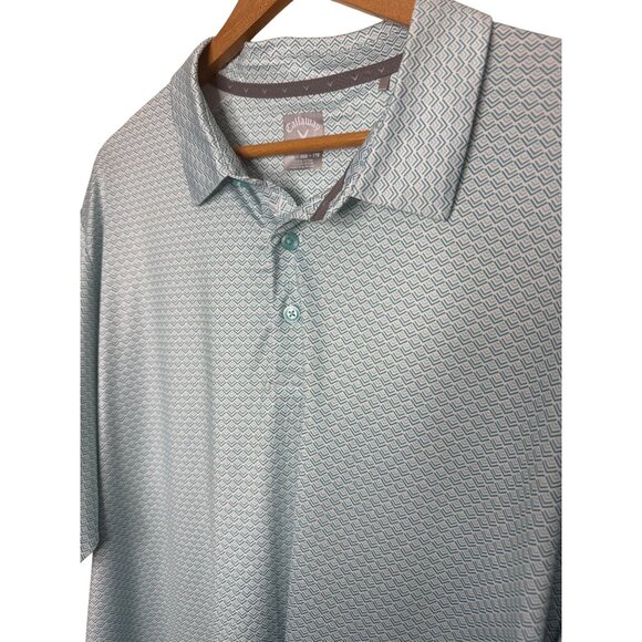 Callaway Mens Swing Tech Opti-Dri Polo Shirt XXL Light Blue Geometric Pattern - Picture 2 of 9
